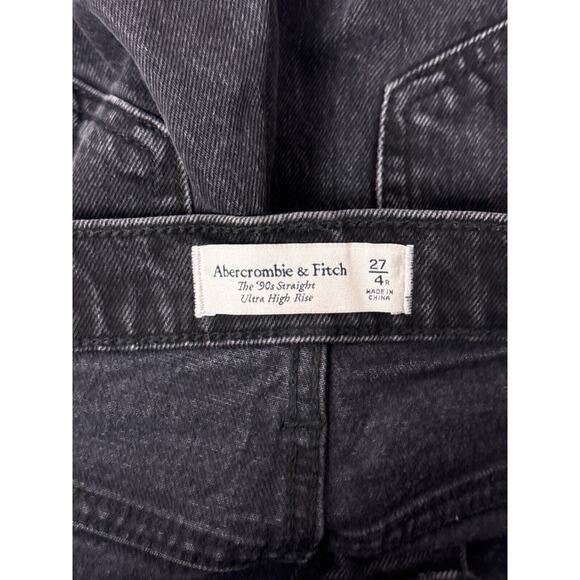 Abercrombie & Fitch Jeans 27 / 4 Womens 90s Straight Charcoal Black Wash Denim - Picture 6 of 7